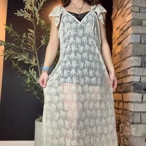 Cream sheer lace maxi dress